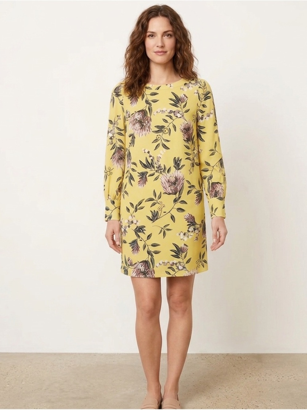 LOFT Yellow Floral Dress